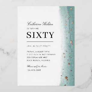 60th Birthday Elegant Green Brush Stroke 