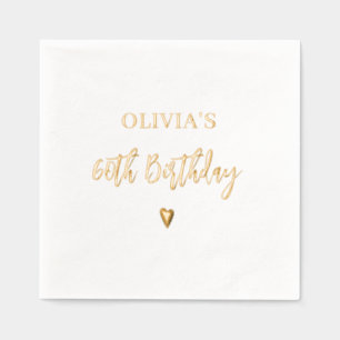60th Birthday Elegant Modern Heart Gold Foil Napkins