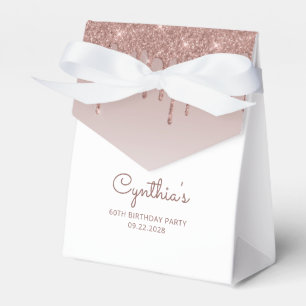 60th Birthday Elegant Rose Gold Glitter Drip Favor Box