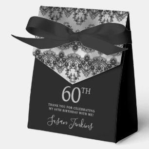 60th Birthday Elegant Silver Lace Thank You Favor Box