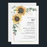 60th Birthday Eucalyptus Greenery Floral Sunflower Invitation<br><div class="desc">Eucalyptus Sunflower Floral Script 60th Birthday Invitation you can easily customize with your party details by clicking the "Personalize" button. Featuring bright yellow floral and greenery succulent with a gold foil geometric frame and modern typography</div>