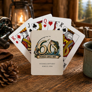 60th Birthday Fishing Party Hooked Since 1966 Playing Cards