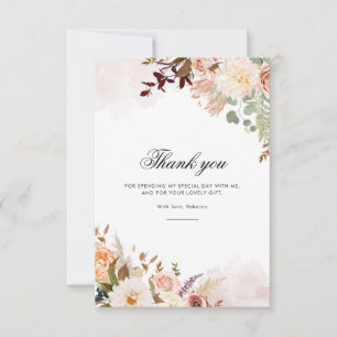 60th Birthday Floral Watercolor Script Thank You Card