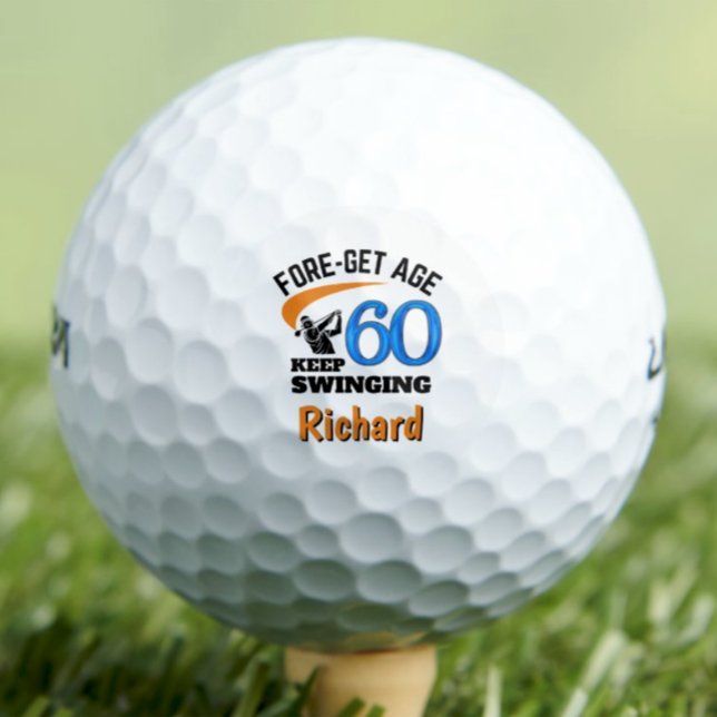 60th Birthday For Dad – 60 Years Cool Blue Gift Golf Balls (Creator Uploaded)