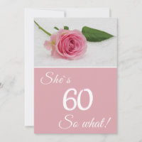 60th Birthday for Her Pink Rose Motivational Card