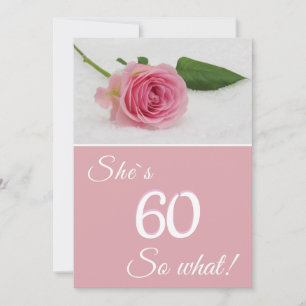 60th Birthday for Her Pink Rose Motivational Card