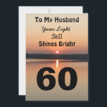 60th Birthday For My Husband Black Gold Sunrise<br><div class="desc">Give a happy 60th birthday card to your husband to express your “You Still Shine Bright” sentiment. A bold design with a black and gold sunrise on a peaceful lake sends a message of encouragement and love. Turn over the card to read the endearing birthday verse for an inspiring sixtieth...</div>