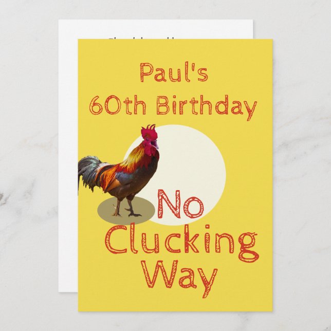 60th Birthday Fun  Chicken  Invitation (Front/Back)