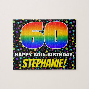 60th Birthday — Fun, Colorful Star Field Pattern Jigsaw Puzzle