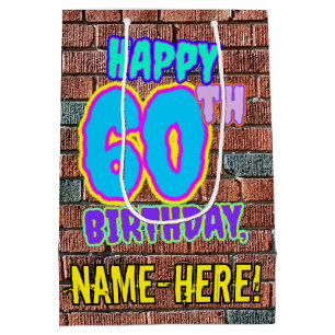60th Birthday: Fun, Urban Graffiti Inspired Look Medium Gift Bag
