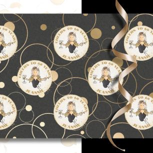 60th Birthday Funny Modern Fab Black Gold Birthday Tissue Paper