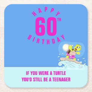 60th birthday funny quote square paper coaster