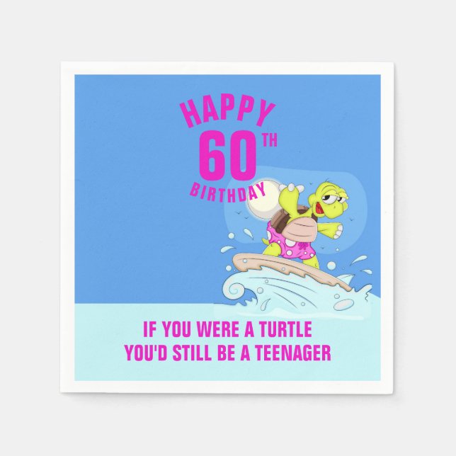 60th birthday funny quote turtle napkins (Front)