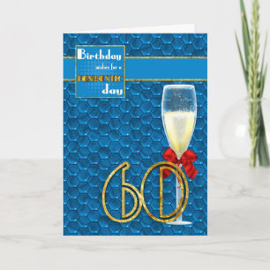 60th Birthday - Geometric Birthday Card Champagne