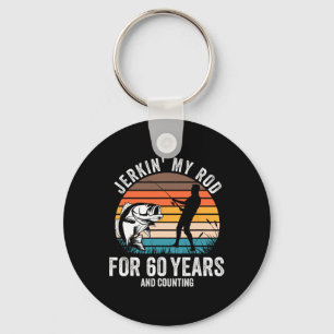 60th Birthday Gift For Fisherman Men Funny Fishing Keychain