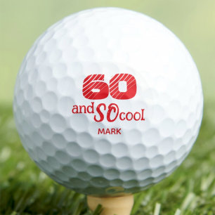 60th Birthday Gift SO Cool Orange Red Custom Golf Balls