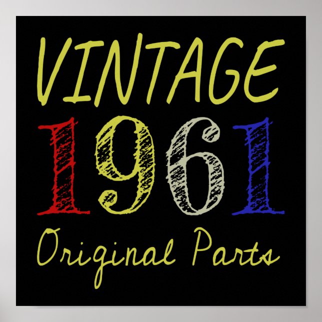 60th Birthday Gift Vintage 1961 Original Parts Poster (Front)