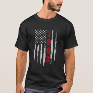 60Th Birthday Gifts 1962 Vintage American Flag Gif T-Shirt