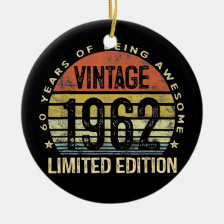 60th Birthday Gifts Vintage 1962 Limited Edition Ceramic Ornament