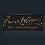 60th Birthday Glitter Black and Gold Banner<br><div class="desc">60th birthday banner in black and gold</div>