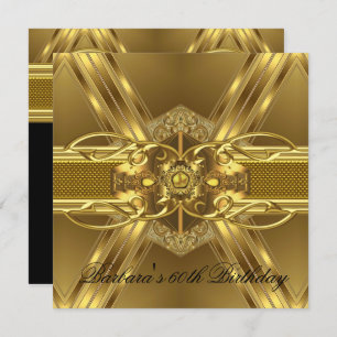 60th Birthday Gold Black Ornate Jewel 2 Invitation