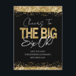 60th Birthday Gold Black Save the Date Postcard<br><div class="desc">Elegant Faux gold glitter paint splatters design. All text is adjustable and easy to change for your own party needs. Great elegant 60th birthday template design. Save the Date The Big Five-oh</div>