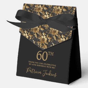 60th Birthday Gold Floral Thank You Favor Box