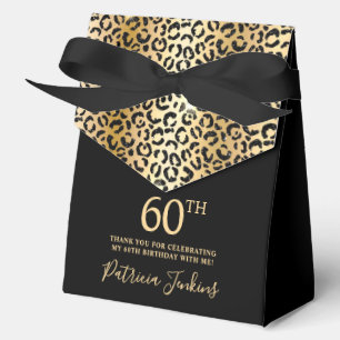 60th Birthday Gold Leopard Print Thank You Favor Box