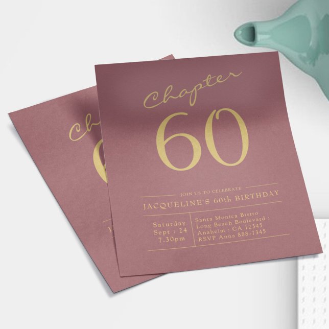 60th Birthday Gold Pink Budget Invitation Flyer (Creator Uploaded)