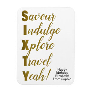 60th Birthday Gold Sixty Acrostic Magnet