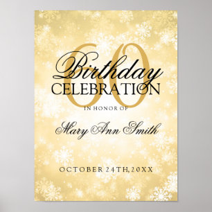 60th Birthday Gold Winter Wonderland Poster