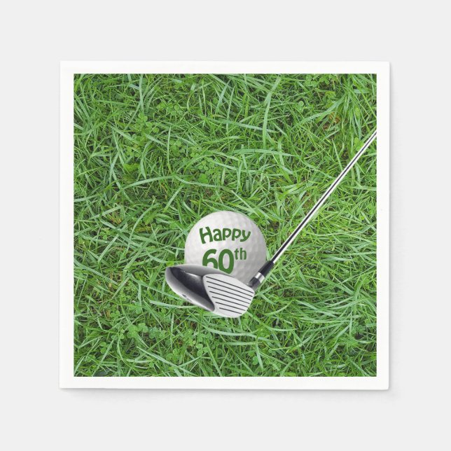 60th Birthday Golf Ball and Club Napkins (Front)