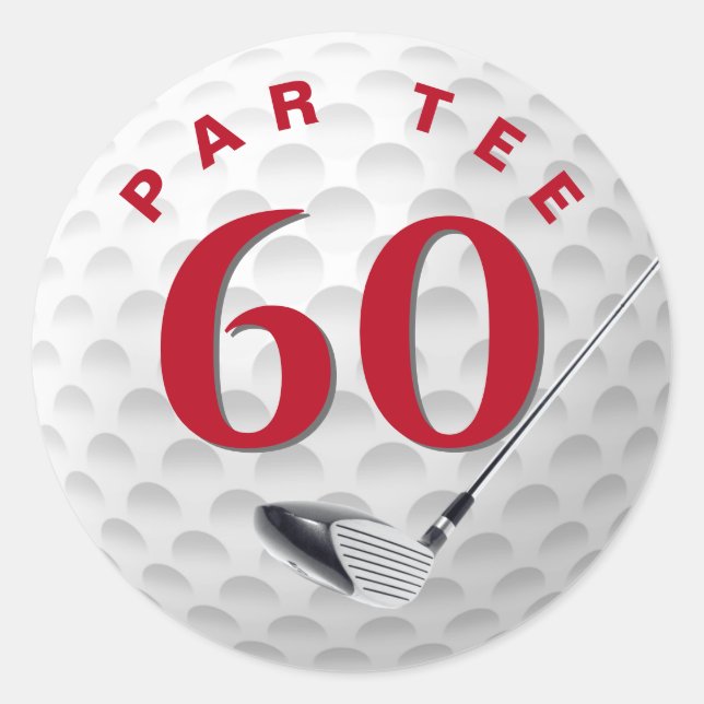 60th Birthday Golf Ball Classic Round Sticker (Front)
