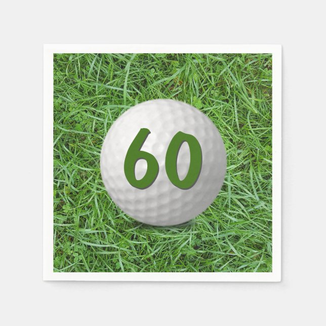 60th Birthday Golf Ball on Grass Napkin (Front)