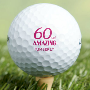 60th birthday golf balls pink 60 years party gift