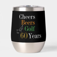 60th Birthday Golf Cheers Beers Black Gold Party
