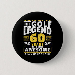 60th Birthday Golf Player 60 Years Old Golfer 2 Inch Round Button