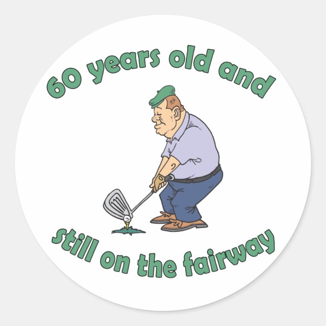 60th Birthday Golfer Gag Gift Classic Round Sticker (Front)