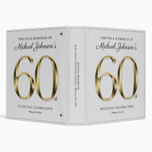 60th Birthday Grey Elegant Solid Gold Text Custom Binder