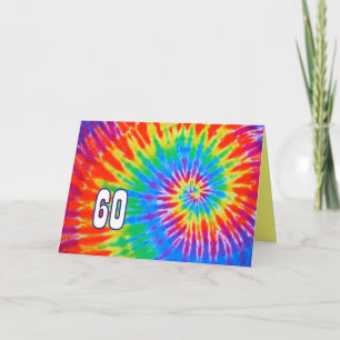 60th Birthday Groovy Tie-Dye Card