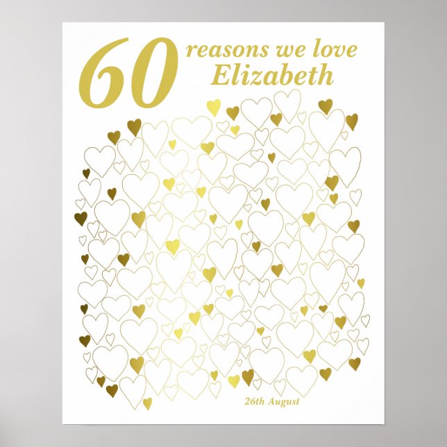 60th Birthday Guest Book - 60 Reasons We Love You (Front)