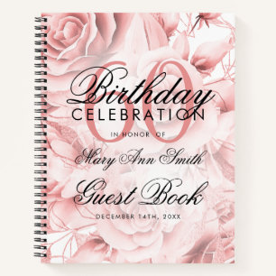 60th Birthday Guestbook Party Floral Rose Gold Notebook