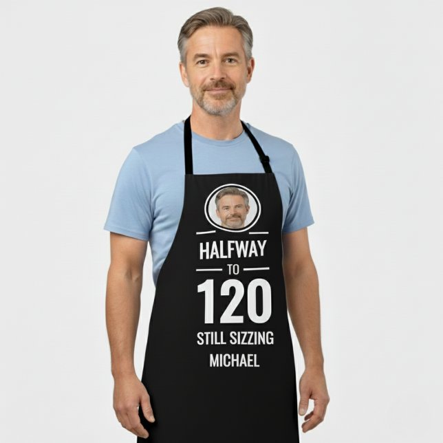 60th birthday half way to 120 funny foodie gift apron (Creator Uploaded)