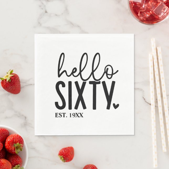 60th Birthday Hello Sixty Napkin (Insitu)