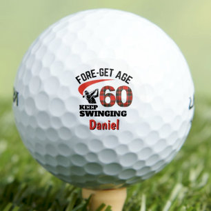 60th Birthday Husband Gift – Red Plaid 60 Years Golf Balls