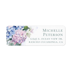 60th Birthday Hydrangeas Return Address Labels