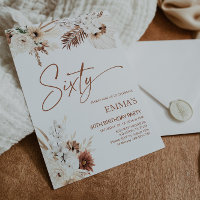 60th Birthday Invitation Boho Pampas