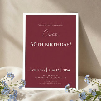 60th Birthday Invitation Burgundy Elegant