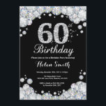 60th Birthday Invitation Chalkboard Silver Diamond<br><div class="desc">60th Birthday Invitation. Silver Rhinestone Diamond Chalkboard Background. Elegant Birthday Bash invite. Black and White. Adult Birthday. Women Birthday. Men Birthday. For further customization,  please click the "Customize it" button and use our design tool to modify this template.</div>