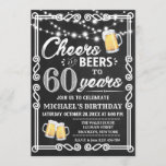 60th Birthday Invitation | Cheers and Beers<br><div class="desc">Cheers and Beers Birthday Chalk BBQ Invitation</div>